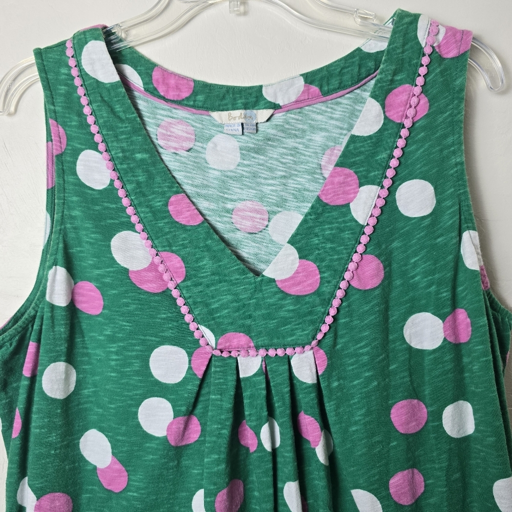 Boden Green Polka Dot Sleeveless V-Neck Dress - Picture 10 of 11